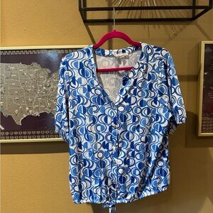 PerSeption Concept Blue and White Button Down Shirt